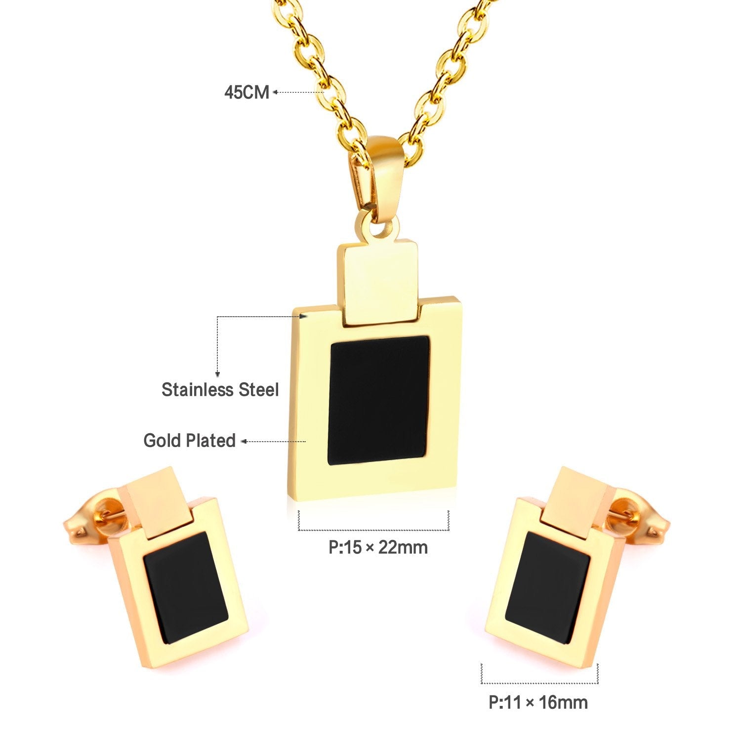 ASON Necklace Earring Sets Stainless Steel Black Shell Pendant Necklace Bijoux Children Jewelry For Girl Earrings Party asonjewelry