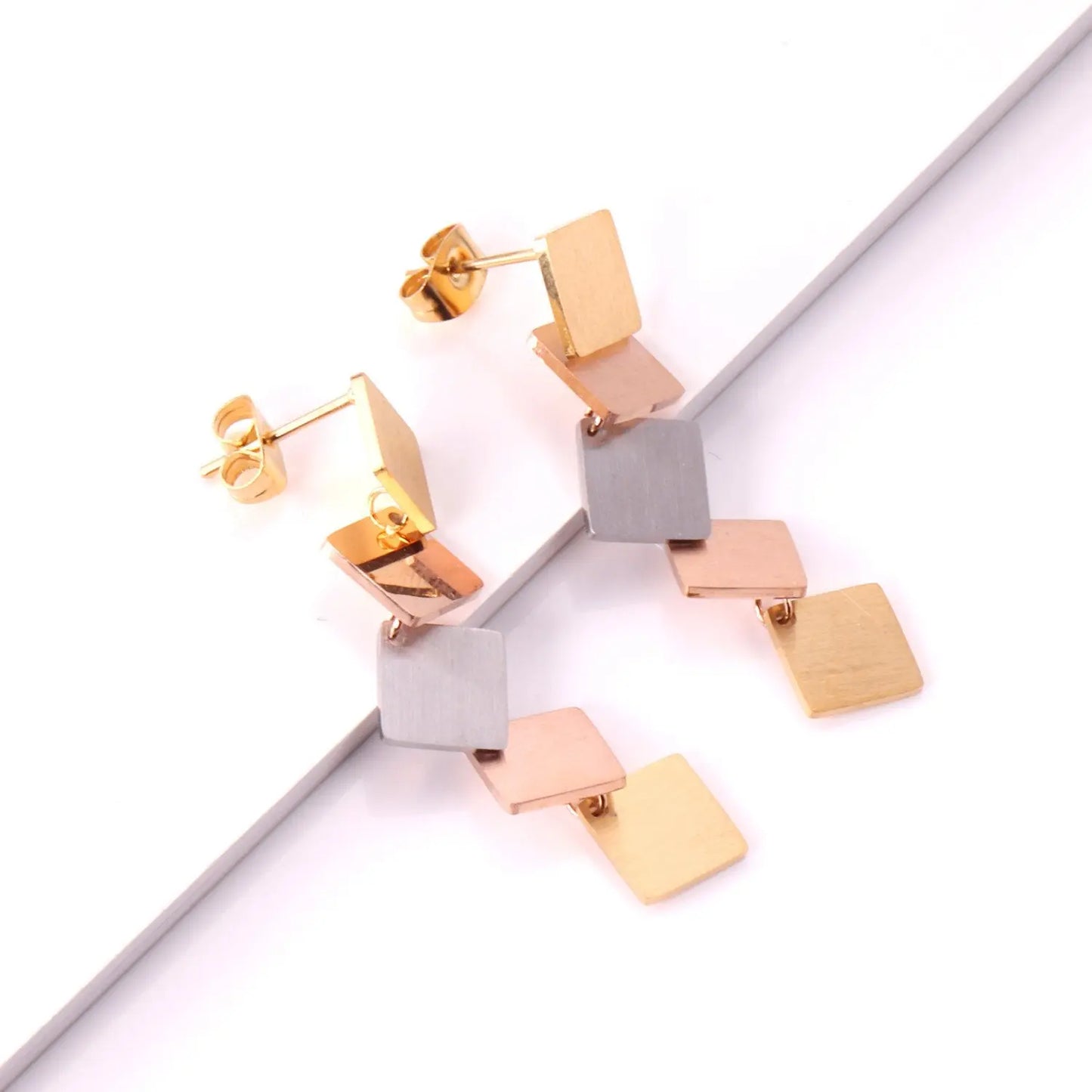 korean style Drop Square Round Earing Stainless Steel 2020 Dangle Earrings Set For Women Fashion Jewelry Party Gift asonjewelry