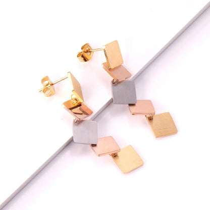 korean style Drop Square Round Earing Stainless Steel 2020 Dangle Earrings Set For Women Fashion Jewelry Party Gift asonjewelry
