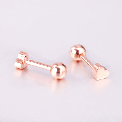 ASON Rose Gold/Black Stud Earrings Heart Stainless Steel Women Earrings Jewelry Gift Accessories,Anti-allergy asonjewelry