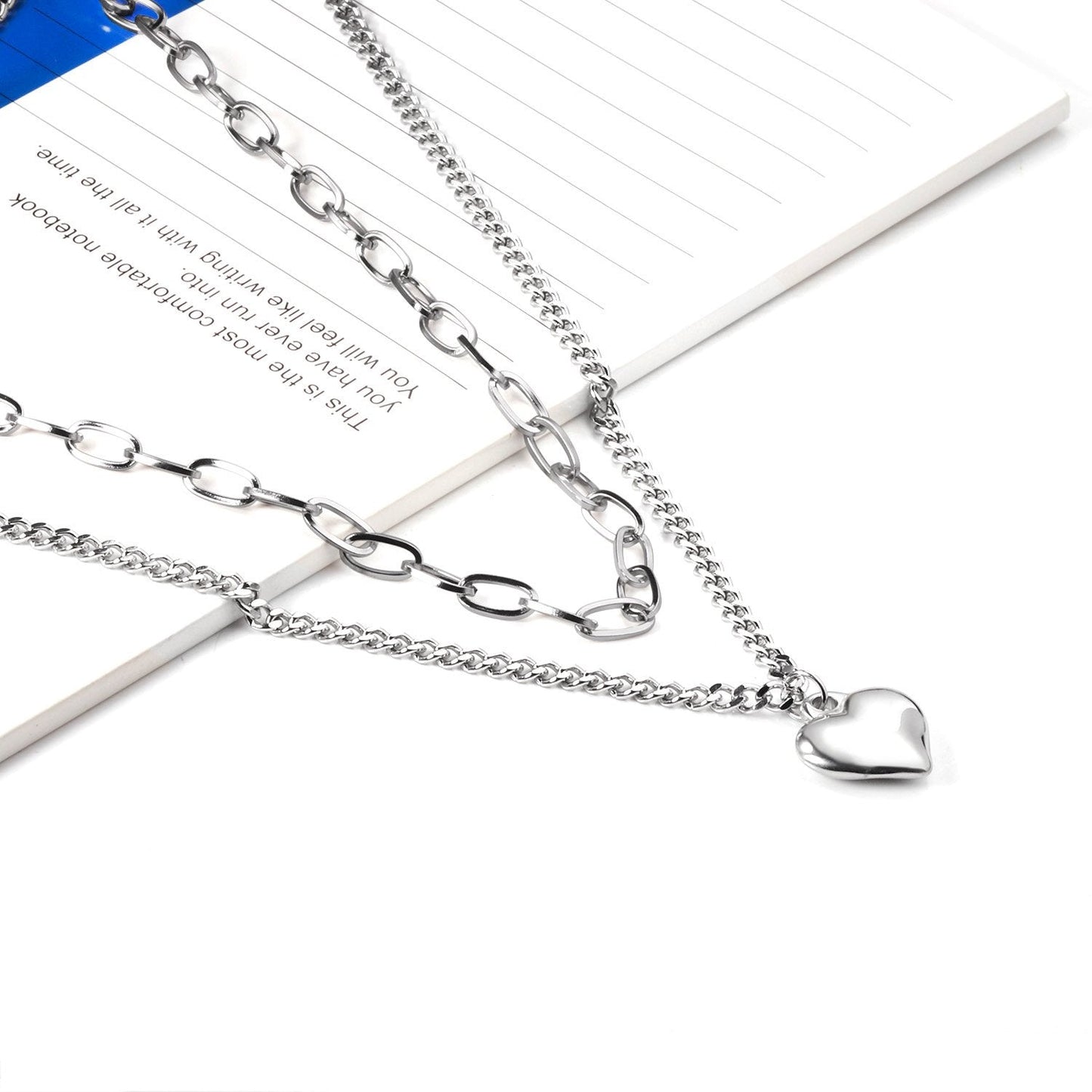 ASON Trendy Multi Layer Heart Pendant Stainless Steel Gold Color Chain Choker for Women Girl Fashion Jewelry Party Gift asonjewelry