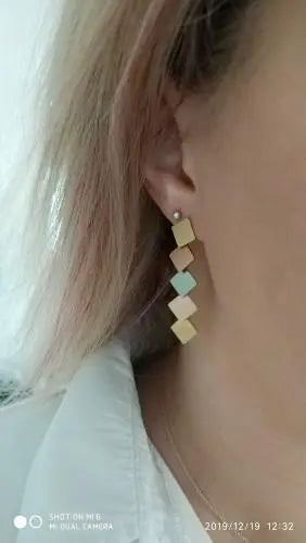 korean style Drop Square Round Earing Stainless Steel 2020 Dangle Earrings Set For Women Fashion Jewelry Party Gift asonjewelry