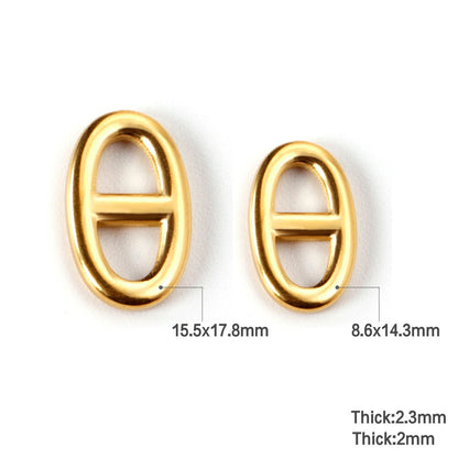 ASON 5Pcs/Lot Gold/Silver Color Stainless Steel Oval Two Holes Charms For Women Men Necklace Bracelet Anklet DIY Jewelry Making asonjewelry