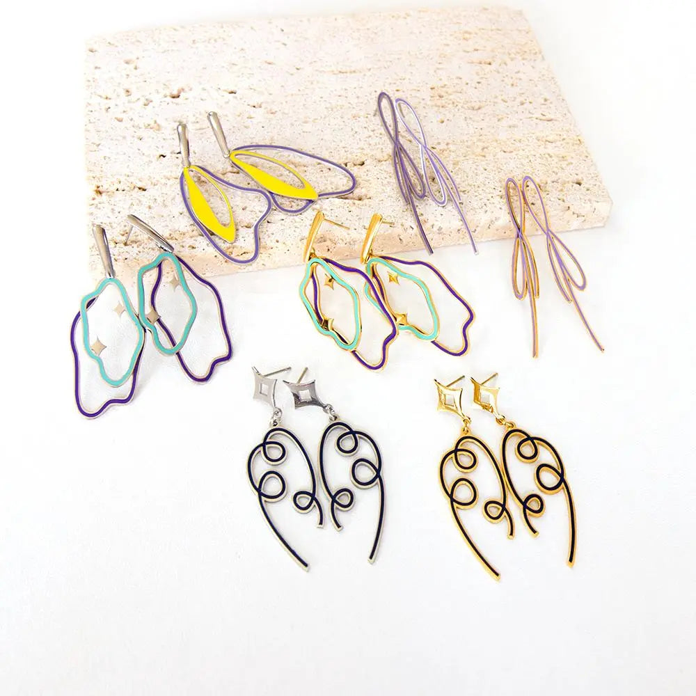 Trendy Woman Geometric Drop Earrings Brand Design Dangle Pendients Steel Acrylic Summer Boho Beach Holiday Jewelry asonjewelry