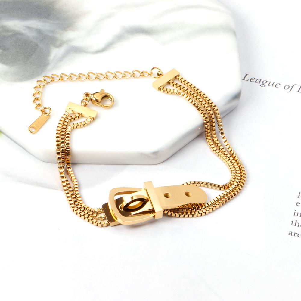 ASON Gold Color Fashion Bracelet 316L Stainless Steel Bangle 16+3cm Extender for Women Men Jewelry Accessories asonjewelry