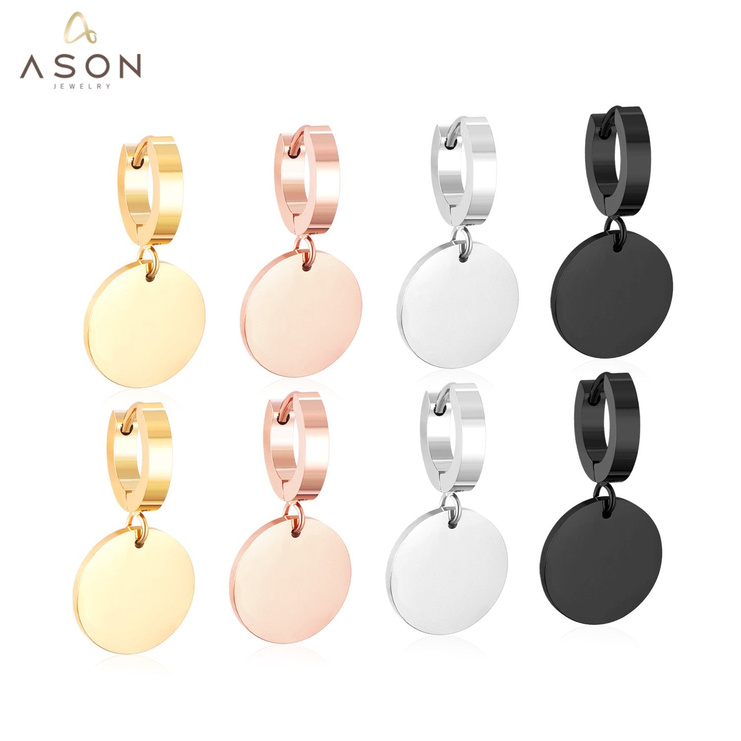 ASON Stylish Round Pendant Stainless Steel Earrings for Women Girls Hanging Dangle Earring Simple Jewelry Party Gift asonjewelry