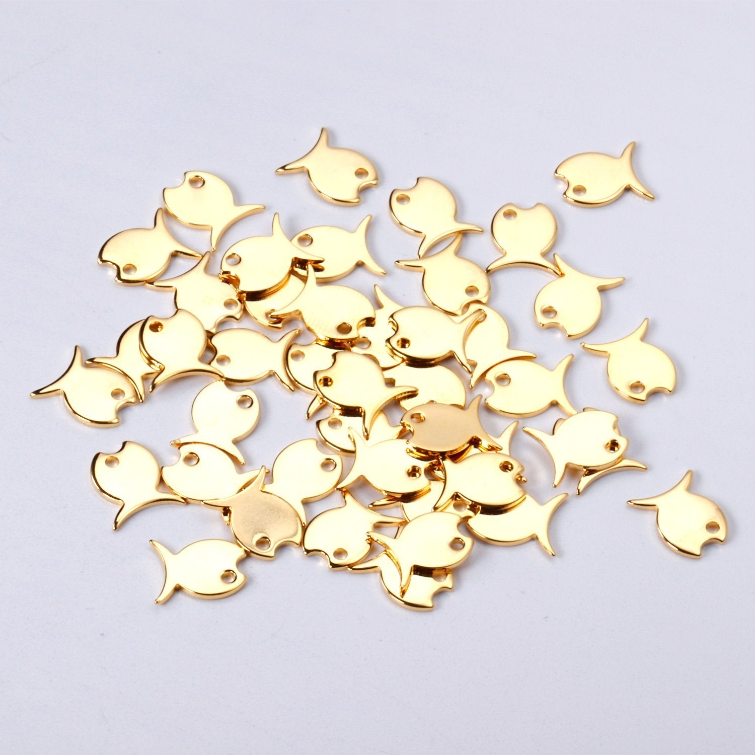 ASON 100 Pcs/Lot Small Fish Lovely Charm 316L Stainless Steel Gold Silver Color For Necklace Bracelet Jewelry Making Supplies asonjewelry
