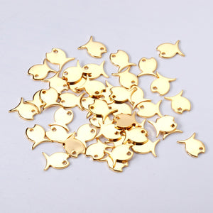 ASON 100 Pcs/Lot Small Fish Lovely Charm 316L Stainless Steel Gold Silver Color For Necklace Bracelet Jewelry Making Supplies