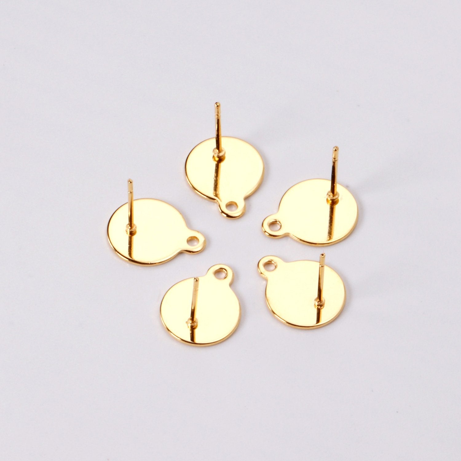 ASON 100Pcs/Lots Ear Studs Earring Accessories Studs Stainless Steel Gold Base Setting Connector For DIY Jewelry Making Supplies asonjewelry