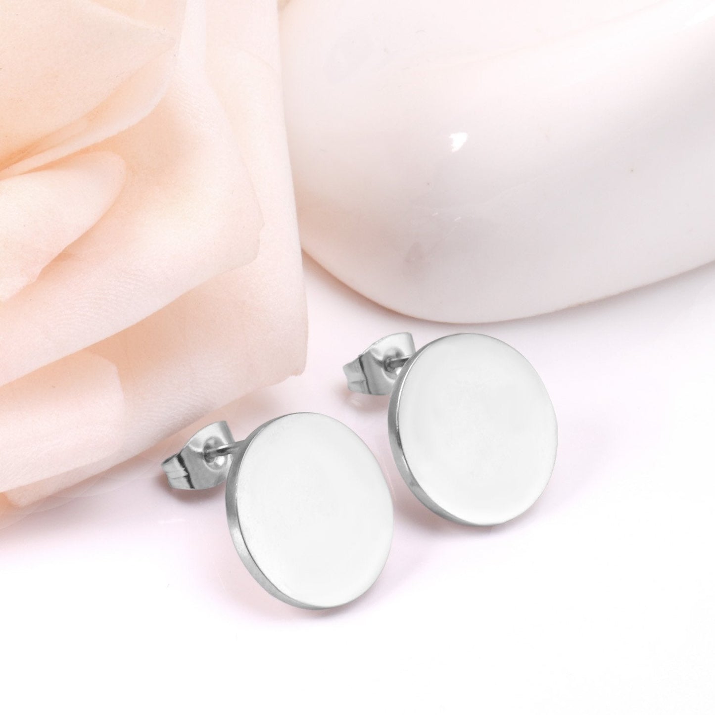 ASON Simple Style Gold Color Round Shape Piercing Stud Earrings Stainless Steel Ladies Earrings Pendientes Mujer Party Gift asonjewelry