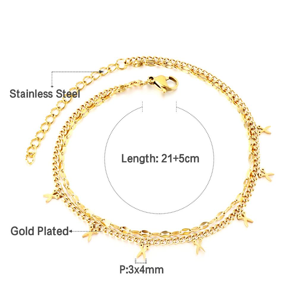 ASON Trendy Scissors Accessories Multi-layer Link Chain Anklet Gold Color Stainless Steel For Women Foot Jewelry Party Gift asonjewelry