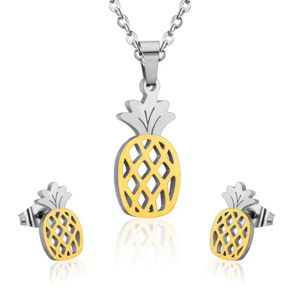 Hot Sale Stainless Steel Bridal African Dubai Jewelry Set For Women Girls Fruit Necklace Earring Jewellery set asonjewelry