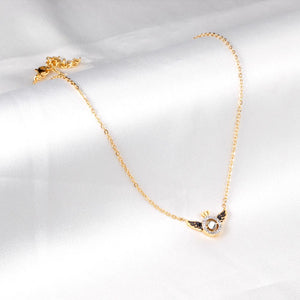 Black Wing With Black And White AAA Zirconia New Design Round Shape Pendant Necklace For Man Woman 2022