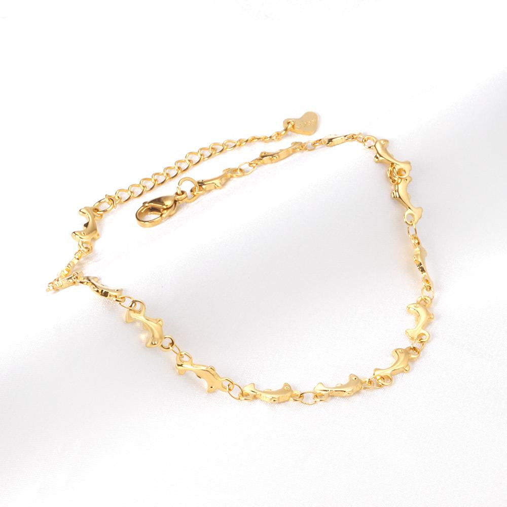 ASON Stainless Steel Dolphin Charm Anklet Gold Color Beach Jewelry for Women 22+5cm Foot Chain Jewelry Accessories asonjewelry