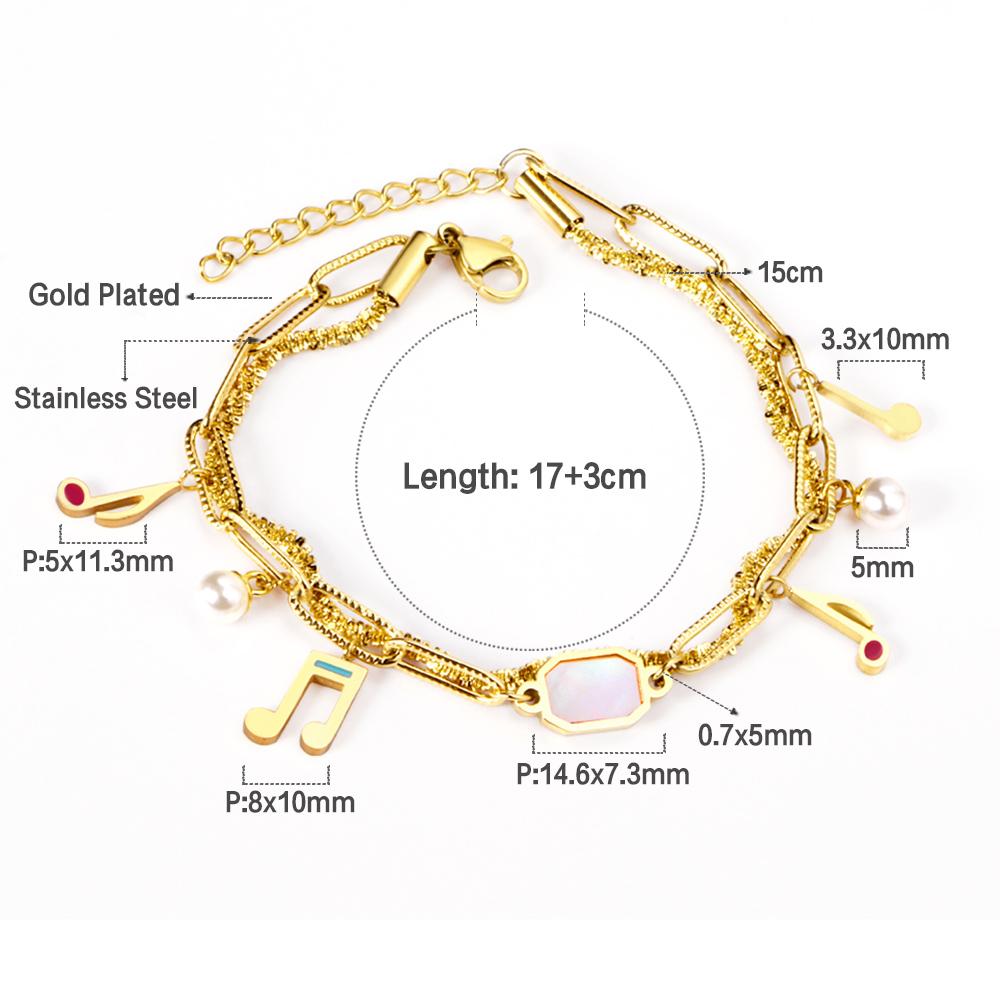 ASON Unusual 316L Stainless Steel Charm Bracelet Gold Color Bangle with Extender 17+3cm Fashion Jewelry Accessories asonjewelry