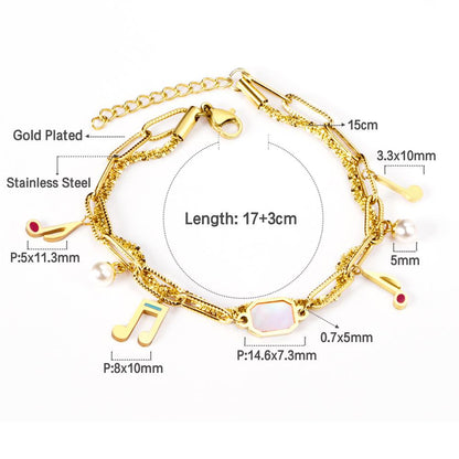 ASON Unusual 316L Stainless Steel Charm Bracelet Gold Color Bangle with Extender 17+3cm Fashion Jewelry Accessories asonjewelry