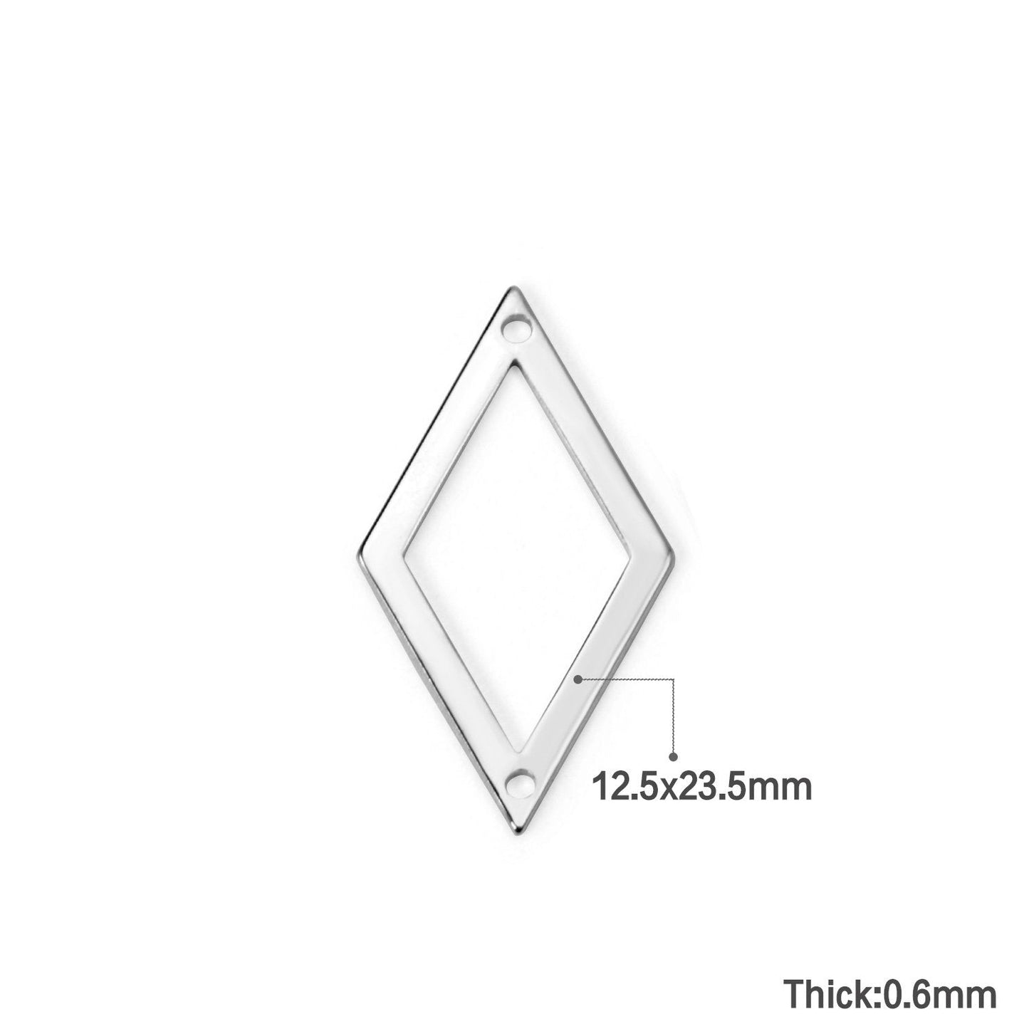 ASON 100 Pcs/Lot Rhombus Hollow Out Charms Extend Connector Charm With Holes Pendant Stainless Steel For Jewelry Making Supplies asonjewelry
