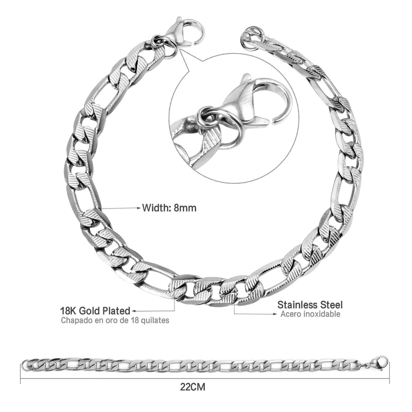 ASON 8mm Stainless Steel Chain Gold Color Cuban Link Bracelet Bangle for Men Women Party Gift Wholesale Fashion Jewelry asonjewelry