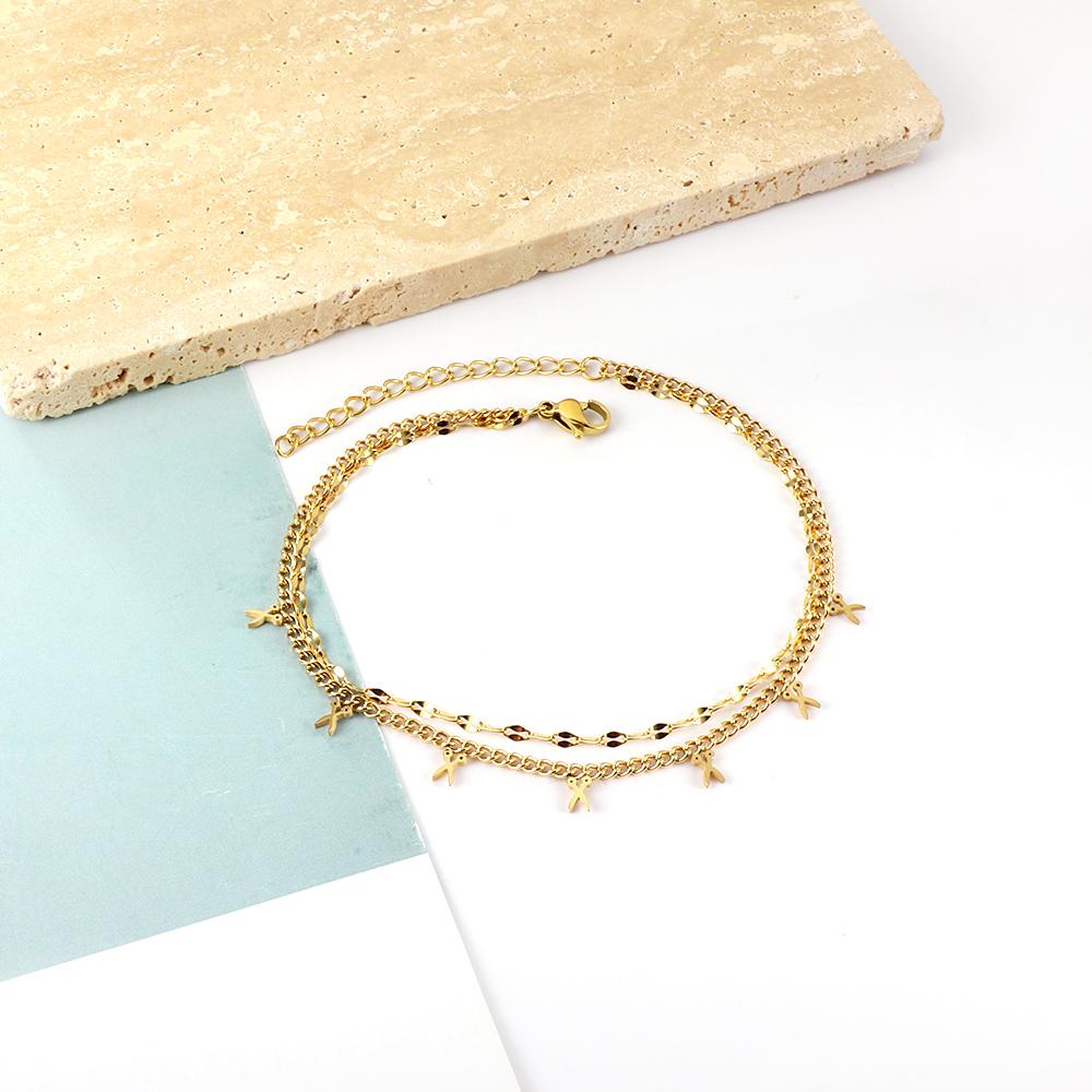 ASON Trendy Scissors Accessories Multi-layer Link Chain Anklet Gold Color Stainless Steel For Women Foot Jewelry Party Gift asonjewelry