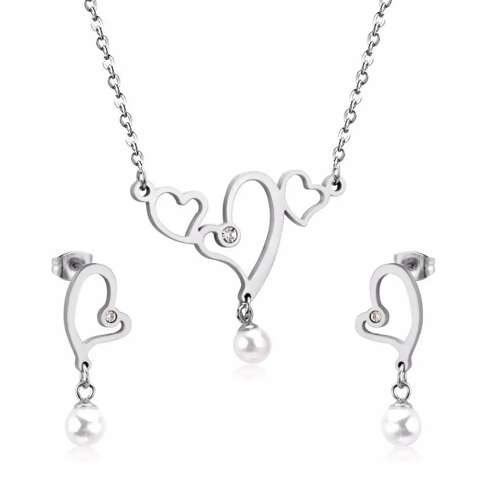 Hot Imitation Pearl Wedding necklace earring set Bridal jewelry set for women Elegant Party Gift Fashion Costume asonjewelry