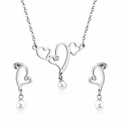 Hot Imitation Pearl Wedding necklace earring set Bridal jewelry set for women Elegant Party Gift Fashion Costume asonjewelry