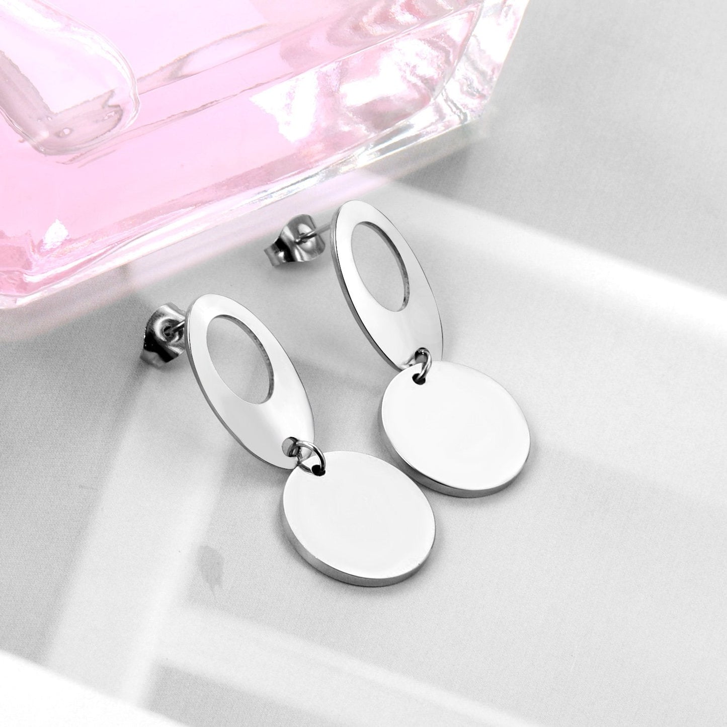 ASON Classic Gold Color Round Pendant Drop Earring Stainless Steel Dangle Earring for Women Gift Accessories Jewelry asonjewelry