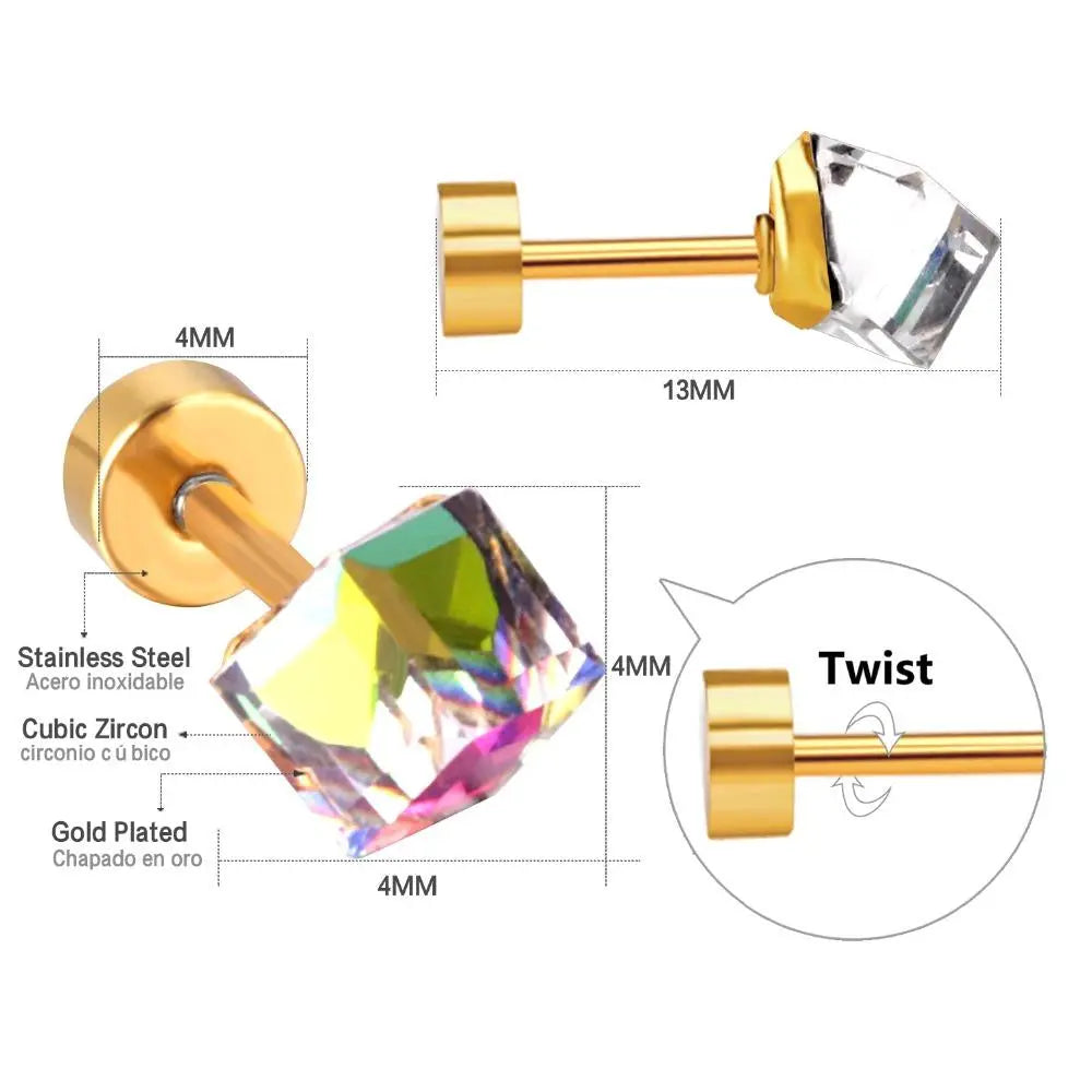 Stainless Steel Screw Kids Stud Earrings For Women Fashion Jewelry christmas Crystal Earings pendientes brincos asonjewelry