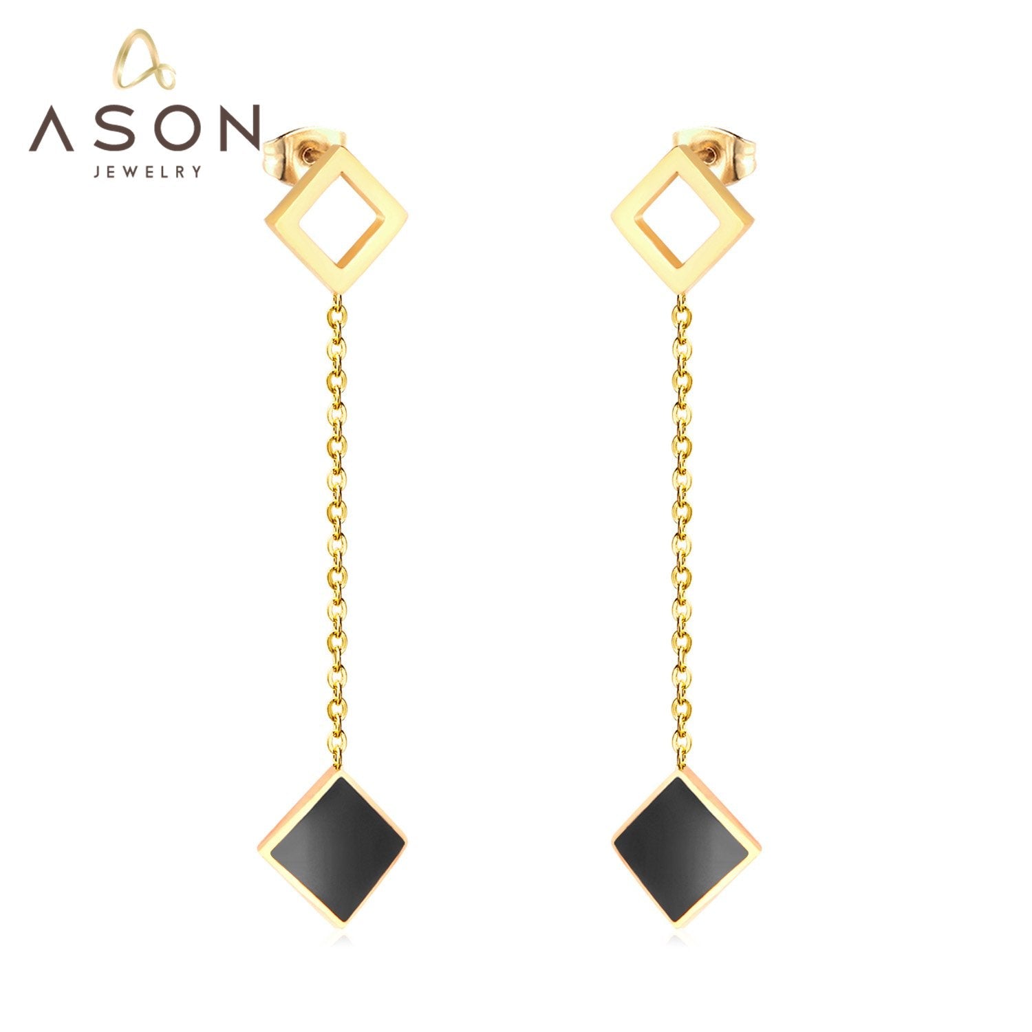 ASON Korean Style Statement Drop Earrings Square Shell Dangle Earring Stainless Steel Jewelry for Femme Party Gift asonjewelry