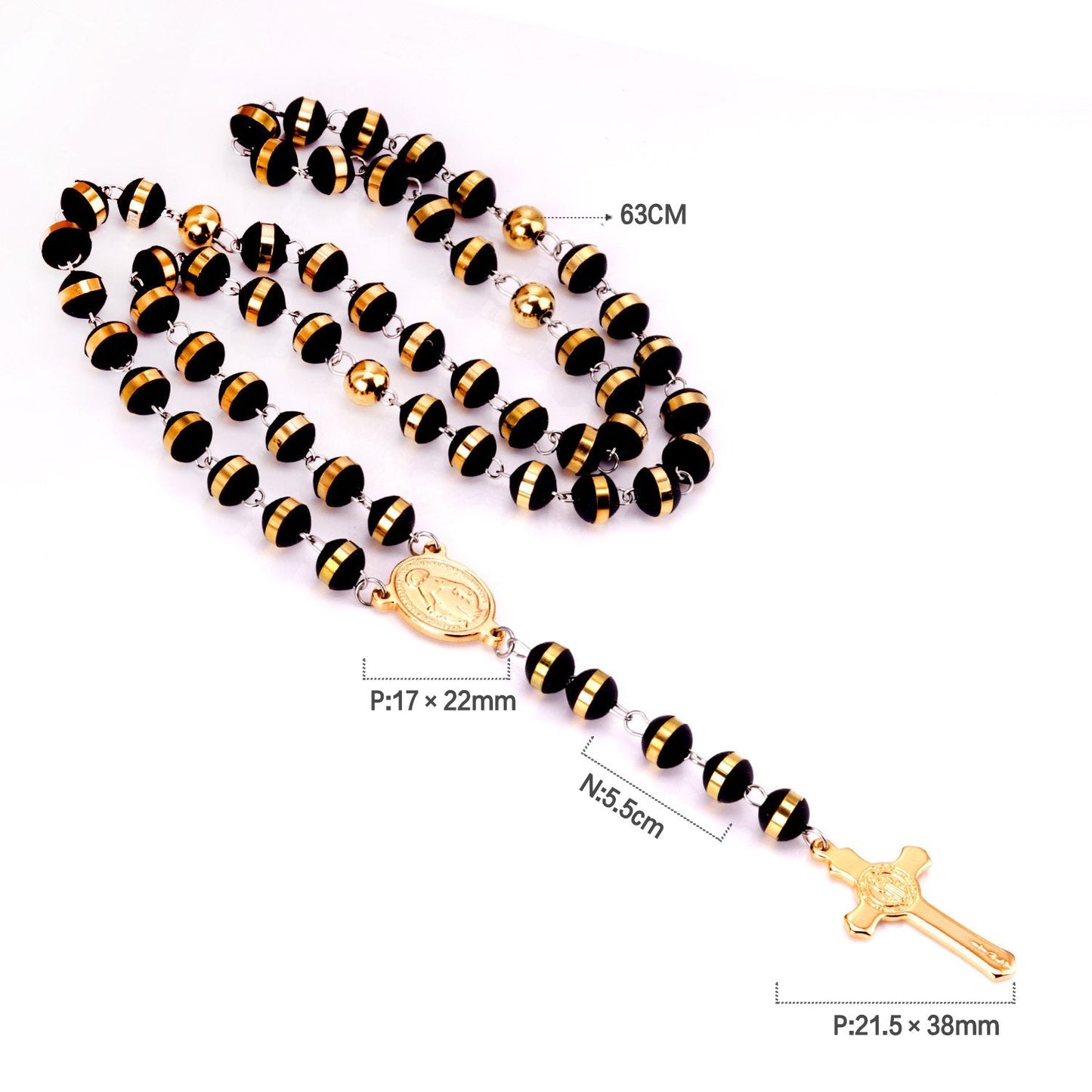 ASON Long Scapular Catholic Rosaries Beads Christian Cross Pendant Necklaces Stainless Steel for Women Men Jewelry Chokers asonjewelry