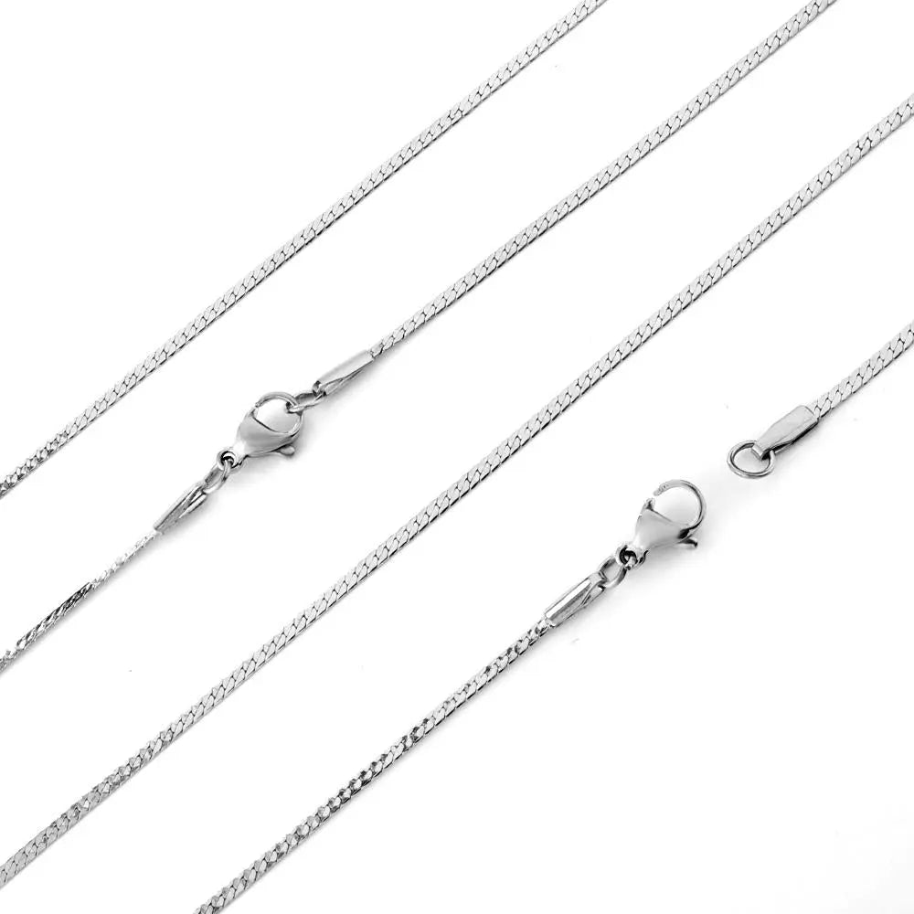 Lot Steel Gold Color Stainless Steel Inoxidable 1.7mm Cuba Link Flat Chains Necklaces For Jewelry Making Support asonjewelry