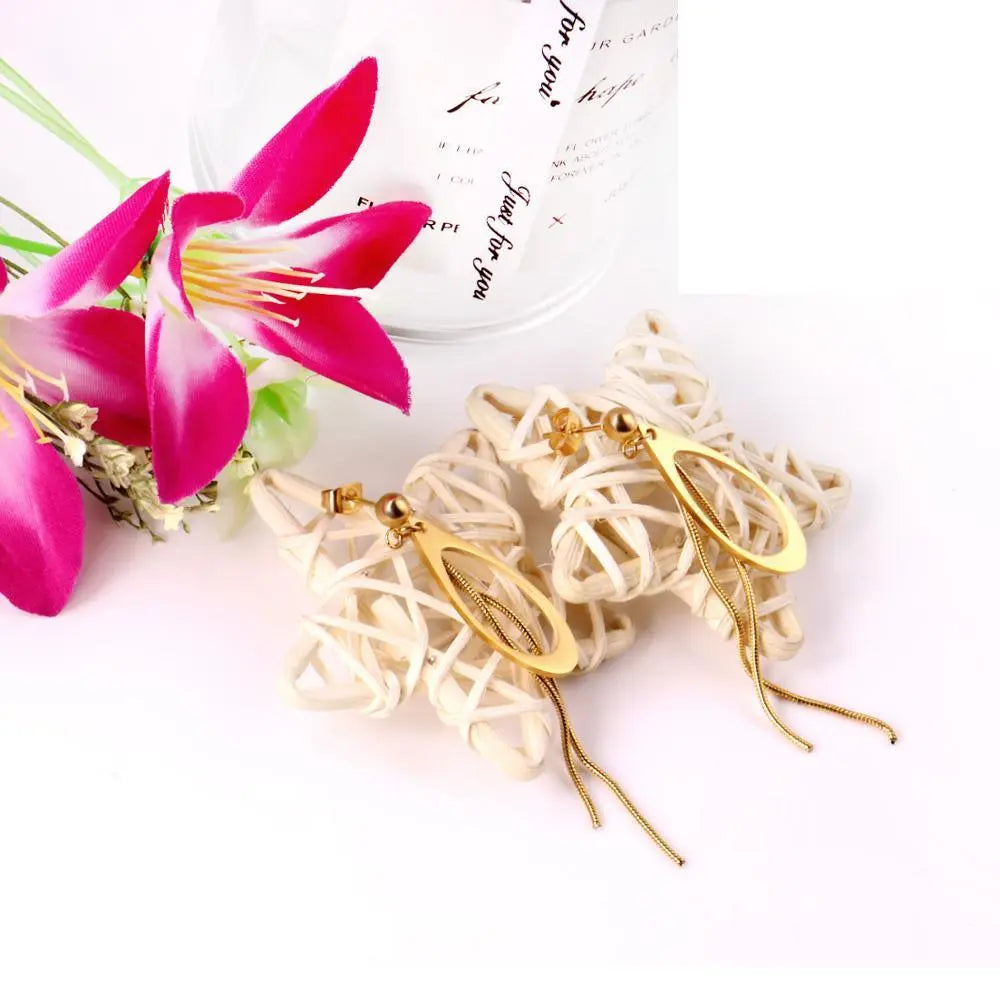 korean style Jewellery 2020 Water Drop Stainless Steel Jewelry Earring Set For Women aretes de mujer Brincos asonjewelry