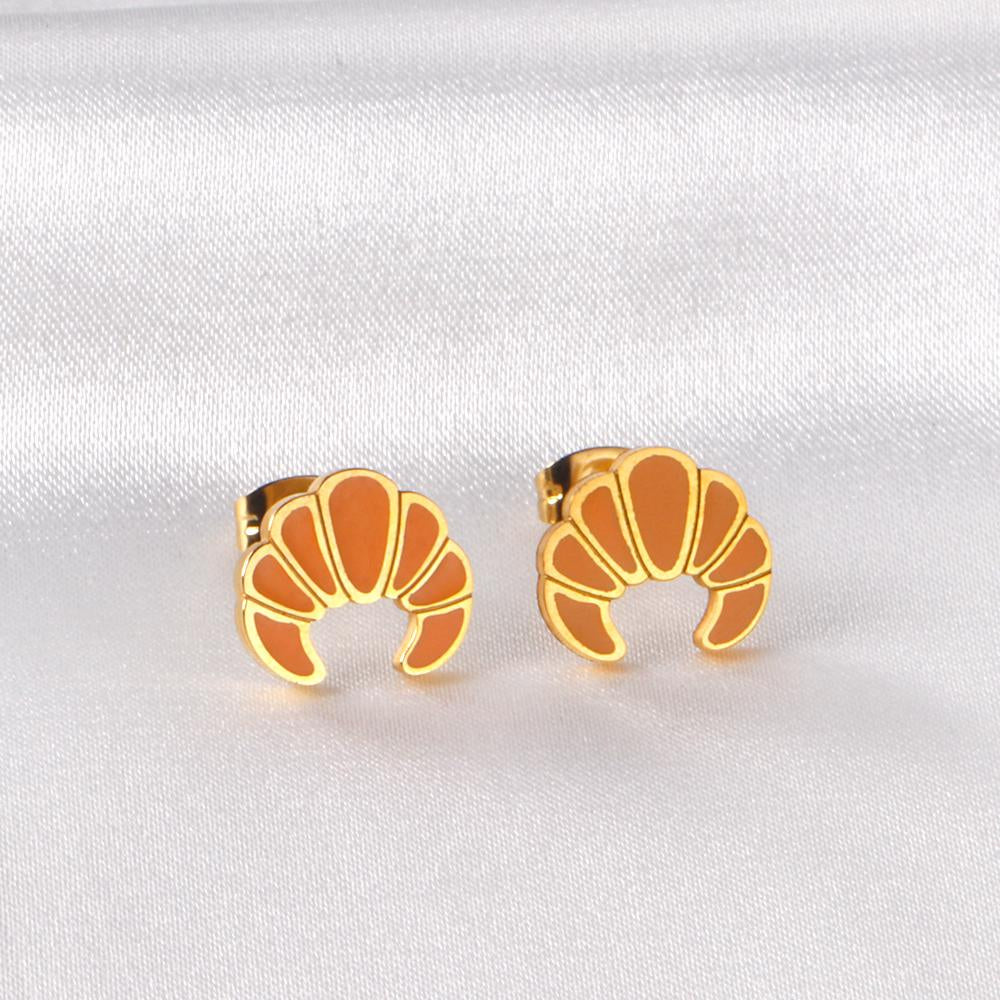 ASON Gold Color Croissant Shape Stud Earring Stainless Steel Lovely Cartoon Earrings for Women Fashion Jewelry Accessories asonjewelry