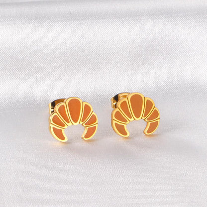 ASON Gold Color Croissant Shape Stud Earring Stainless Steel Lovely Cartoon Earrings for Women Fashion Jewelry Accessories asonjewelry