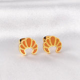 ASON Gold Color Croissant Shape Stud Earring Stainless Steel Lovely Cartoon Earrings for Women Fashion Jewelry Accessories