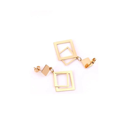 Brinco Jewelry Korean Square Triangle Drop Earring 2020 Set Stainless Steel Dangle Christmas Earrings Set For Women asonjewelry