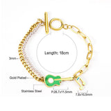 ASON Trendy Musical Notes and Guitar Charm Bracelet Gold Color Stainless Steel Bangle 18cm for Women Men Party Gift Jewelry