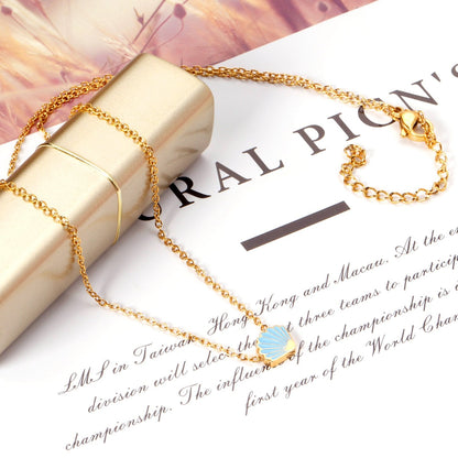 ASON Blue Shell Shape Pendant Necklace Stainless Steel Gold/Silver Color Chain for Women Men Fashion Jewelry Accessories asonjewelry