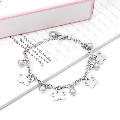 ASON Butterfly Trendy Bracelet With Steel Ball Charm Accessories Silver Color Stainless Steel For Women Jewelry Party Gift asonjewelry