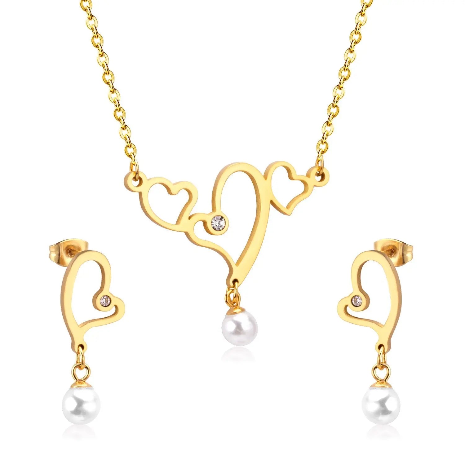 Hot Imitation Pearl Wedding necklace earring set Bridal jewelry set for women Elegant Party Gift Fashion Costume asonjewelry