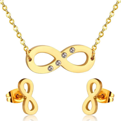 Stainless Steel Dubai African Jewelry Sets Letter With Round Crystal Necklace Earring Sets For Women Accessroies asonjewelry