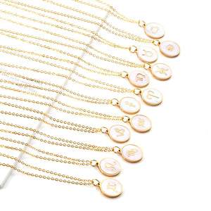 Shell Pendant Twelve Constellation Stainless Steel Necklace Man Jewelry For Women Choker Chain Necklace Collar 2021