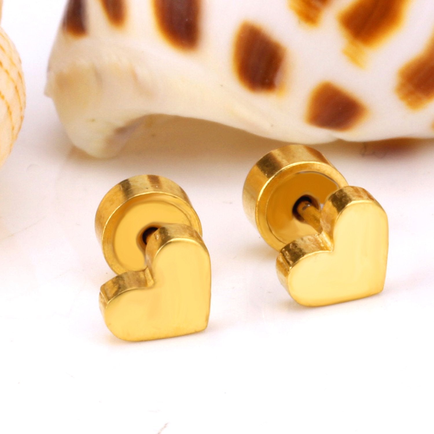 ASON Heart Shape Small Piercing Stud Earrings Stainless Steel for Women Gold Color Children Earring Fashion Jewelry Tiny asonjewelry