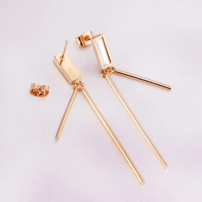 Long Drop Earring For Women Square Gold Color Stainless Steel Christmas Dnagle Earrings Fashion Jewelry pendientes asonjewelry
