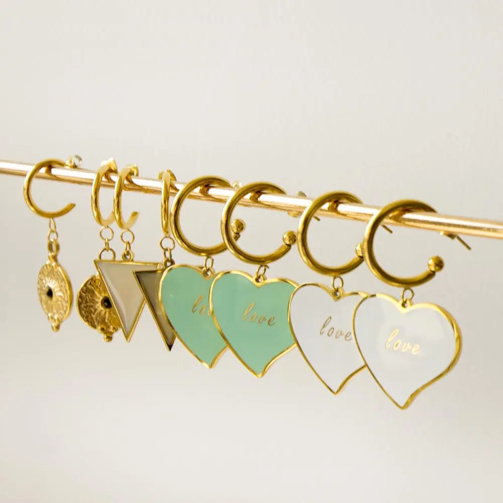 New Design 2022 Exquisite Heart Shape Dangle Earrings Hoop Drop Earrings Green Acrylic Vintage pendientes For Women asonjewelry