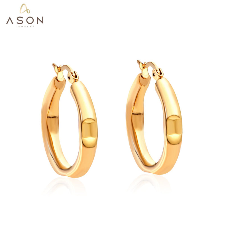 ASON-pendientes de aro redondos lisos para mujer, aretes geométricos de acero inoxidable 316L, joyería de moda, accesorios al por mayor