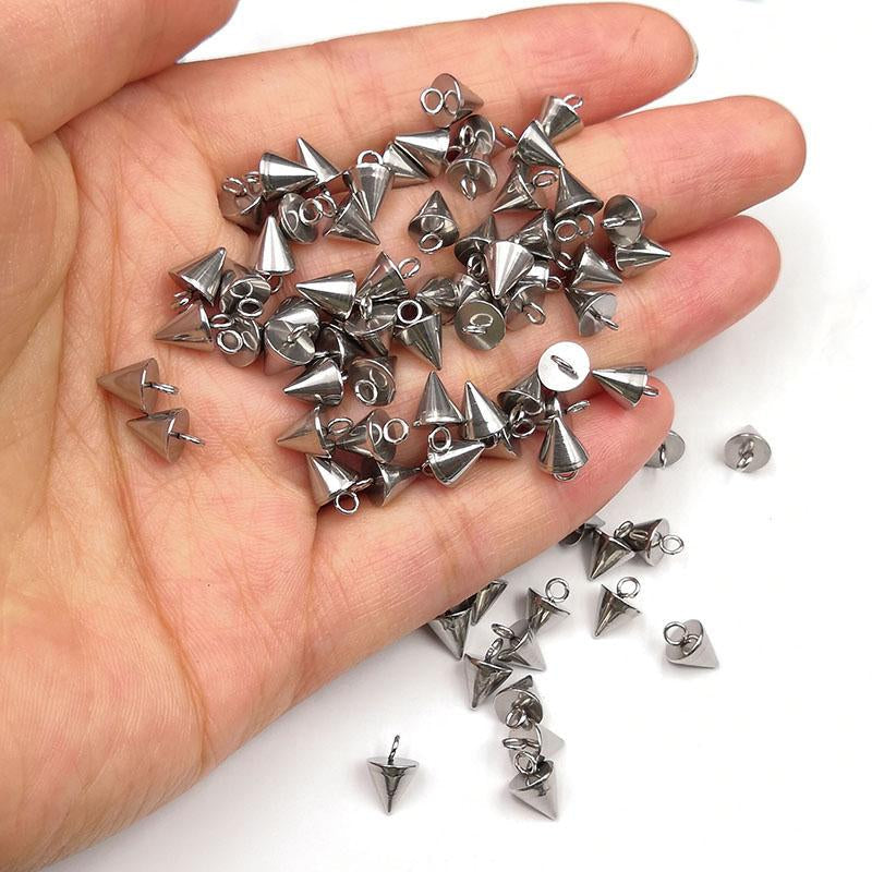 ASON 50pcs/lot Circular Cone Charms Small Cone Pendant Stainless Steel Geometric Accessories For DIY Jewelry Making Handmade asonjewelry
