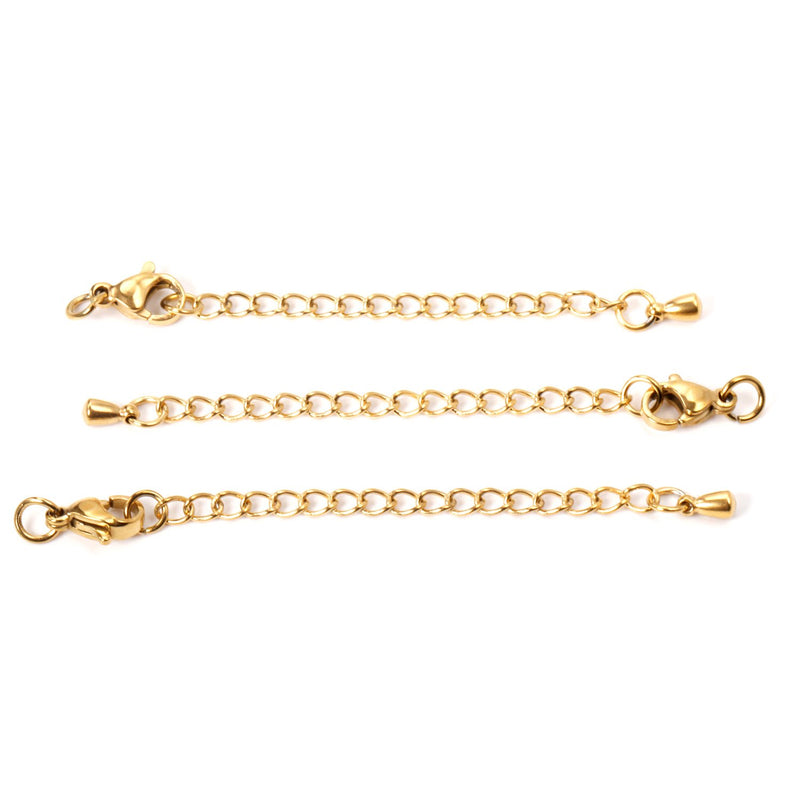 ASON 10pcs/lots Extension Tail Chain 5mm Lobster Clasps Connector Stainless Steel For Bracelet Necklace DIY Jewelry Accessory