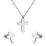 New Trendy Cross Shape Jewellery Sets Stainless Steel Silver Color For Woman Dubai Wedding Bridal Jewelry Sets
