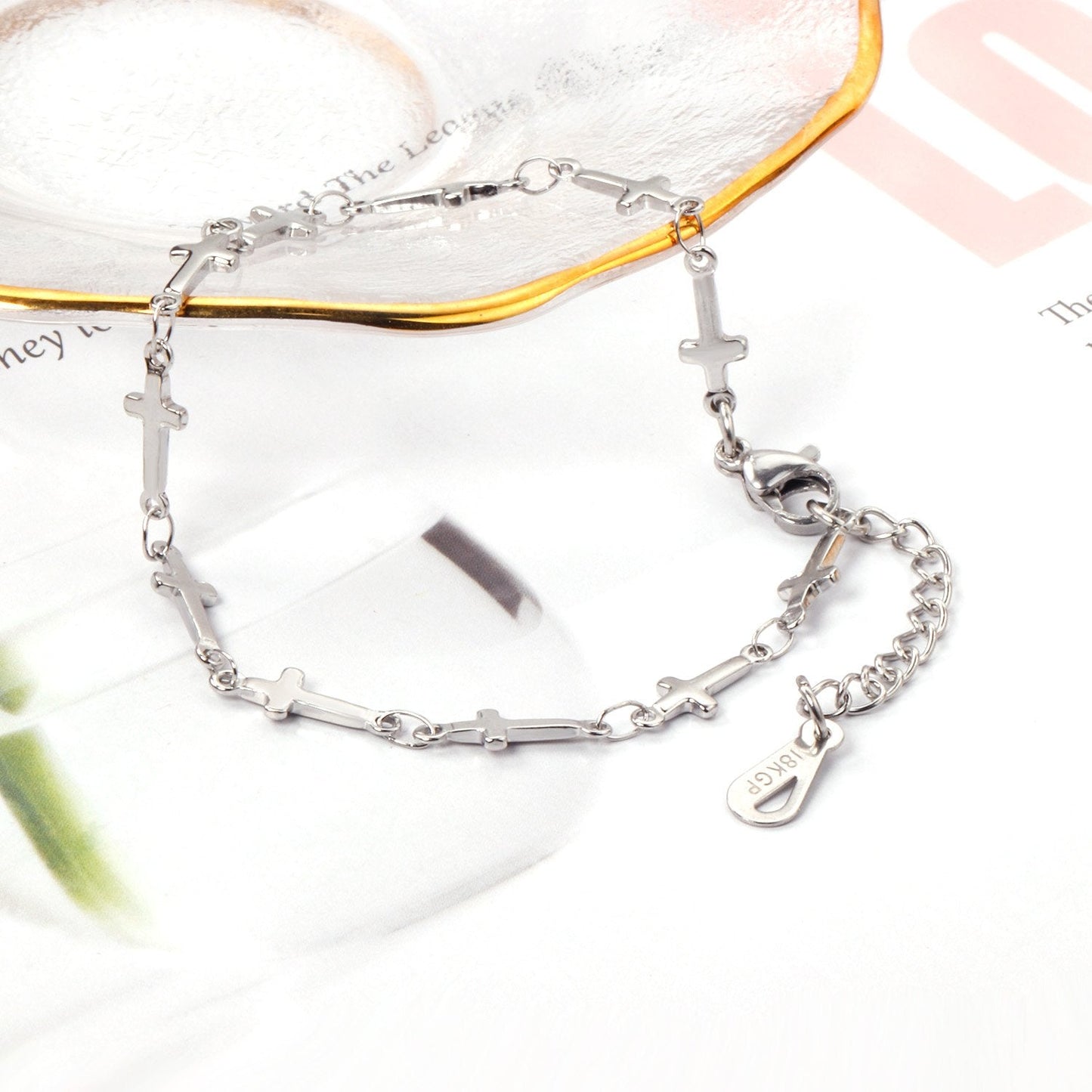 ASON Gold Color Cross Charm Bracelet Stainless Steel Punk Bangle Bracelets For Women Men Fashion Jewelry Gift Accessories asonjewelry