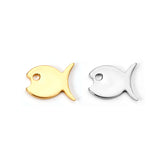 ASON 100 Pcs/Lot Small Fish Lovely Charm 316L Stainless Steel Gold Silver Color For Necklace Bracelet Jewelry Making Supplies
